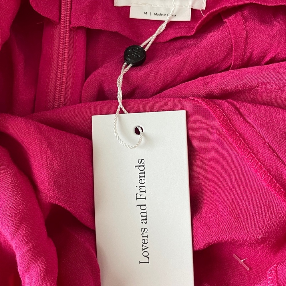 Lovers + Friends Hot Pink Puff Sleeve Cutout One-Piece - Picture 2 of 5